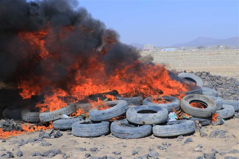 الجزائية المتخصصة بمأرب تتلف 1923 كيلو حشيش مخدر وهروين