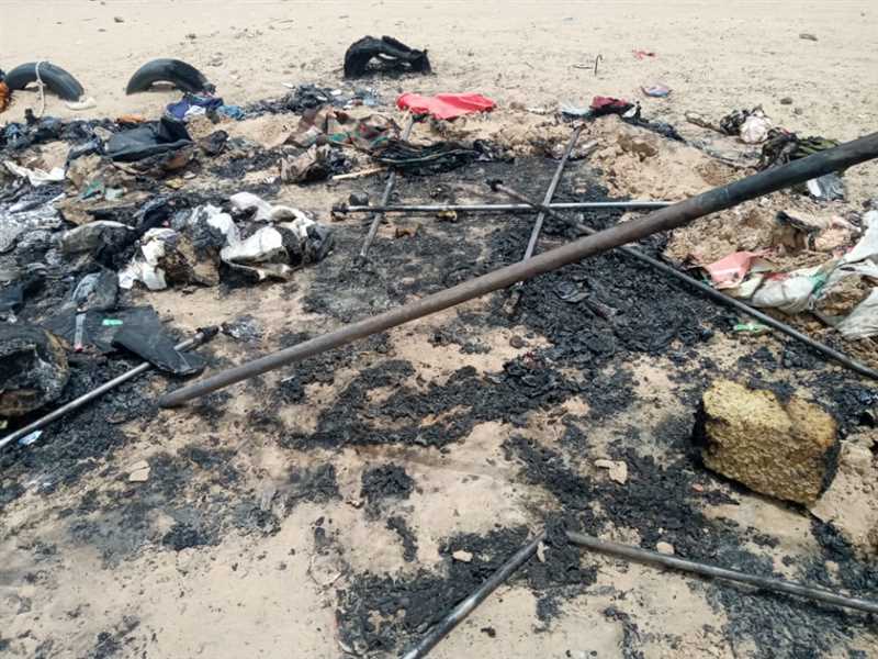 احتراق سبعة مساكن للنازحين بمارب.