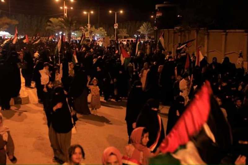 ​مأرب : مسيرة  نسائية منددة بجرائم العدوان الصهيوني على غزة.