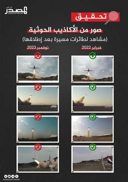 تحقيق يكشف استخدام الحوثيين لقطات ارشيفية قديمة لإطلاق صواريخ وطائرات على السعودية والإمارات في إعلانهم قصف إسرائيل